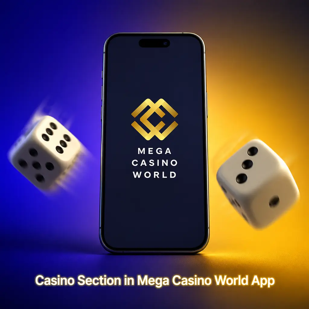 Casino section of the Mega Casino World mobile app